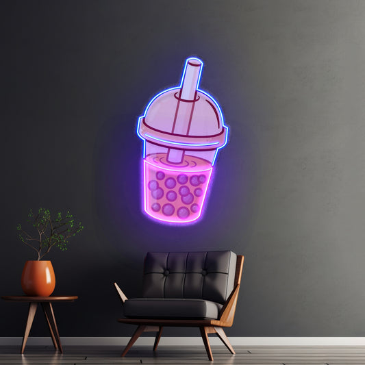 Orange Milktea Neon Acrylic Artwork