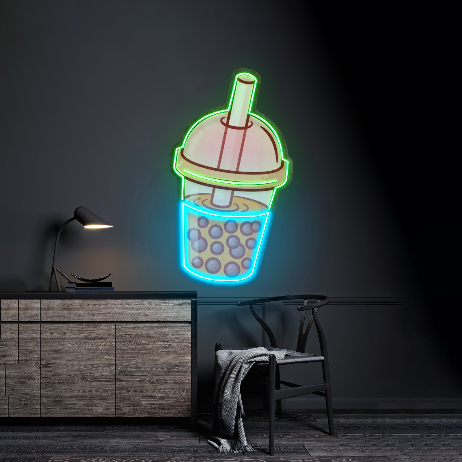 Orange Milktea Neon Acrylic Artwork