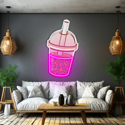 Orange Milktea Neon Acrylic Artwork