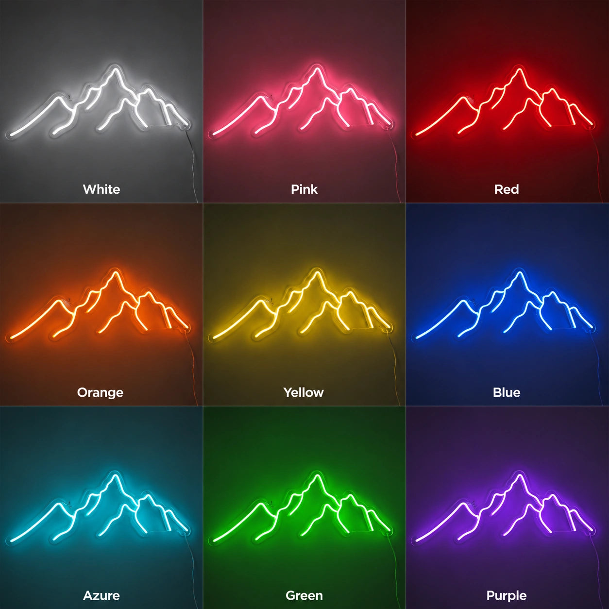 Orange Mountain Ridge Neon Sign LED Neon Sign color grid