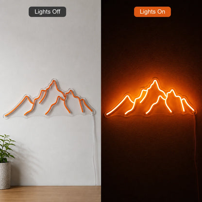 Orange Mountain Ridge Neon Sign LED Neon Sign day and night comparison