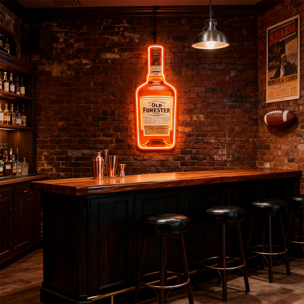 Bourbon Whiskey LED Neon Sign Retro Bar Man Cave Home Wall Lights