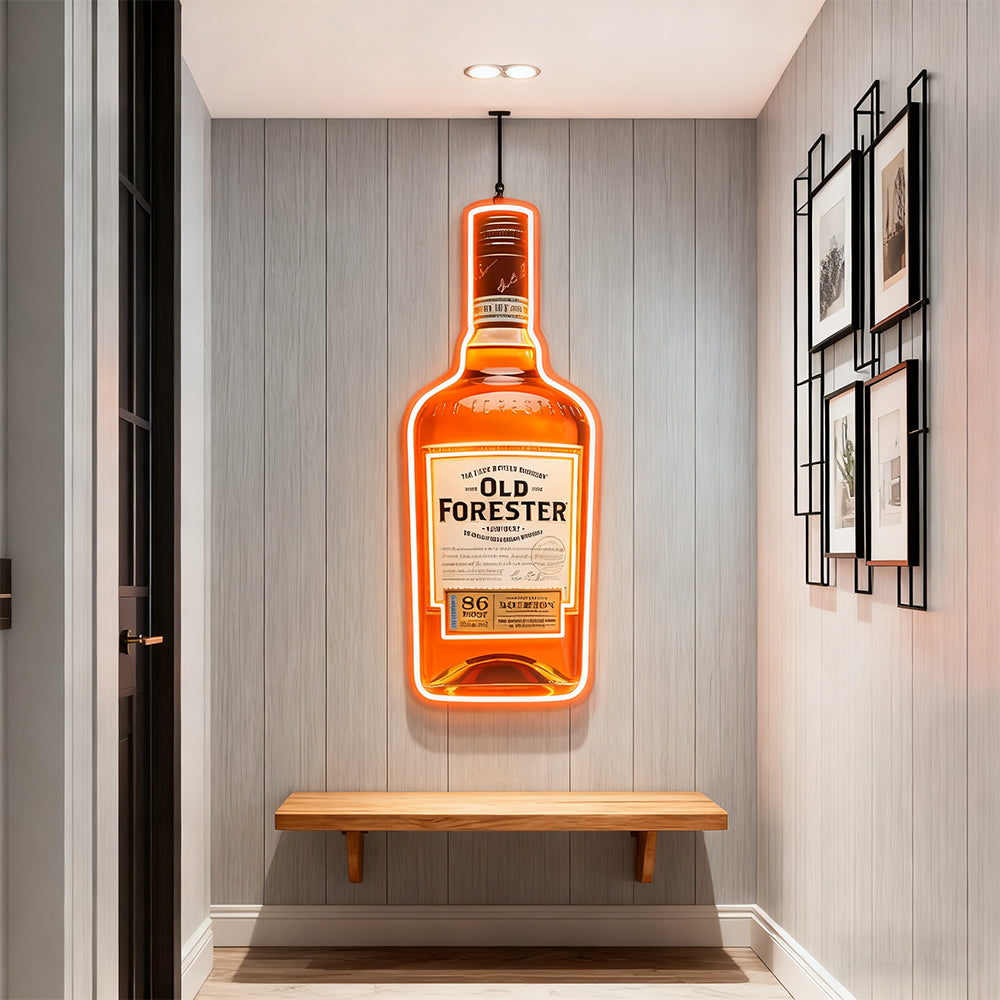 Bourbon Whiskey LED Neon Sign Retro Bar Man Cave Home Wall Lights