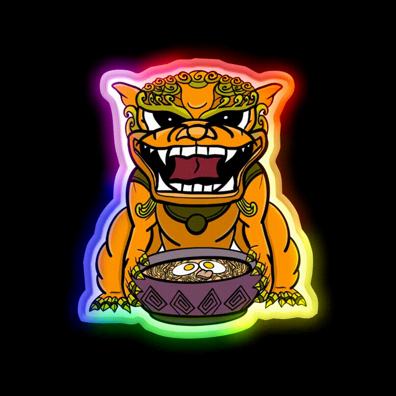 Orange Ramen Foo Dog Led Neon Sign Chinese Food Rgb Color