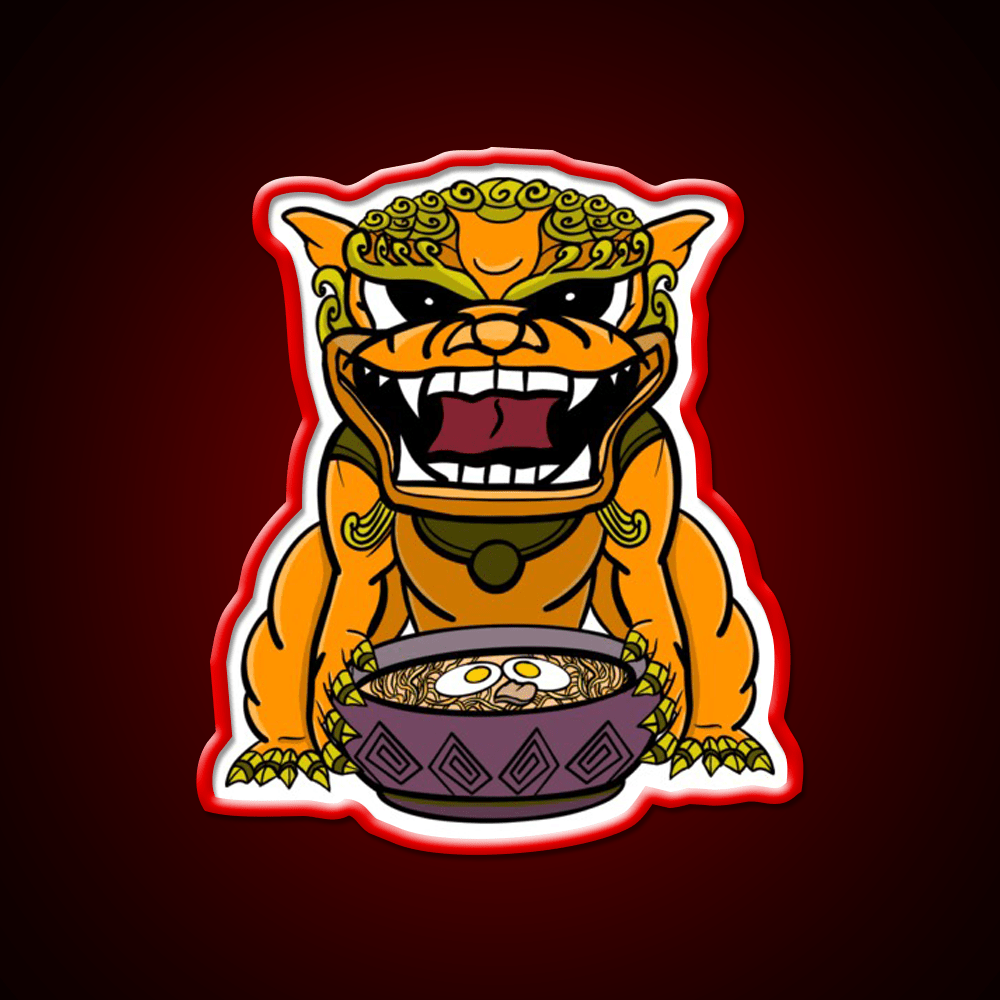 Orange Ramen Foo Dog Led Neon Sign Chinese Food Rgb Color - Shineneon