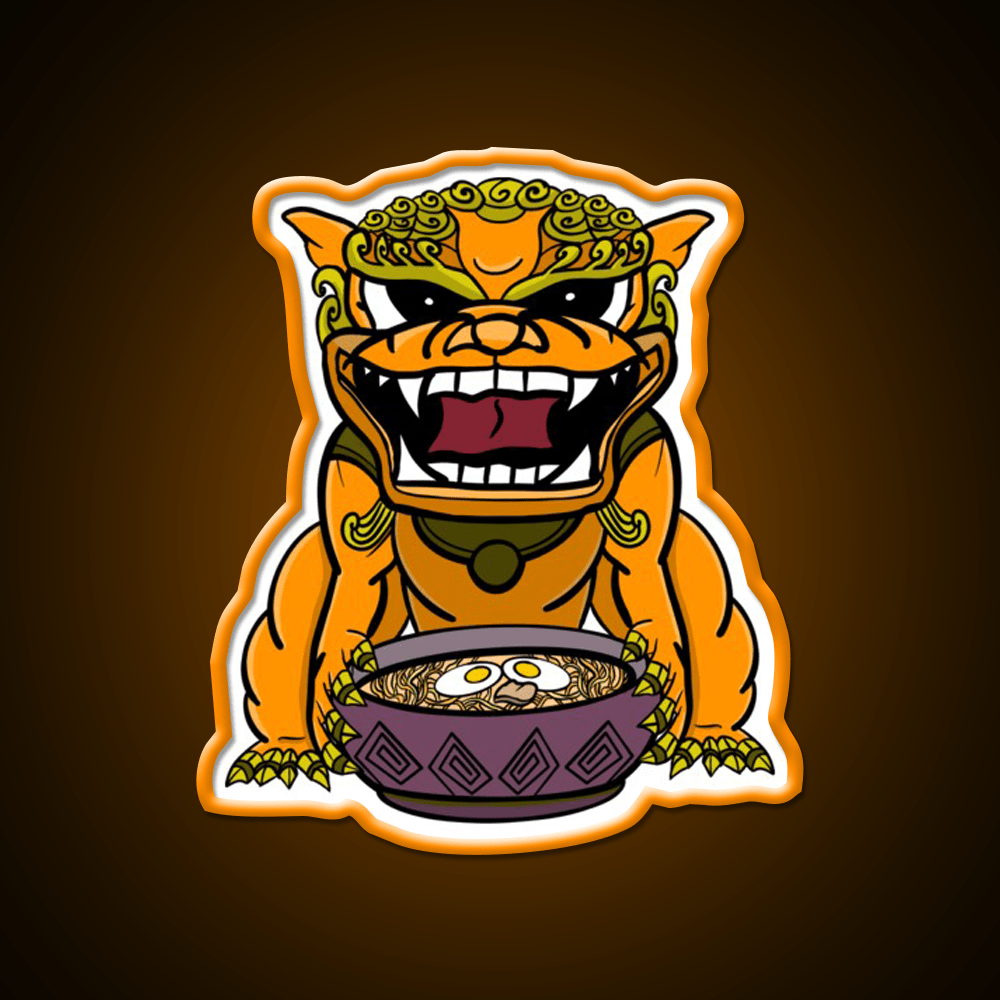 Orange Ramen Foo Dog Led Neon Sign Chinese Food Rgb Color - Shineneon
