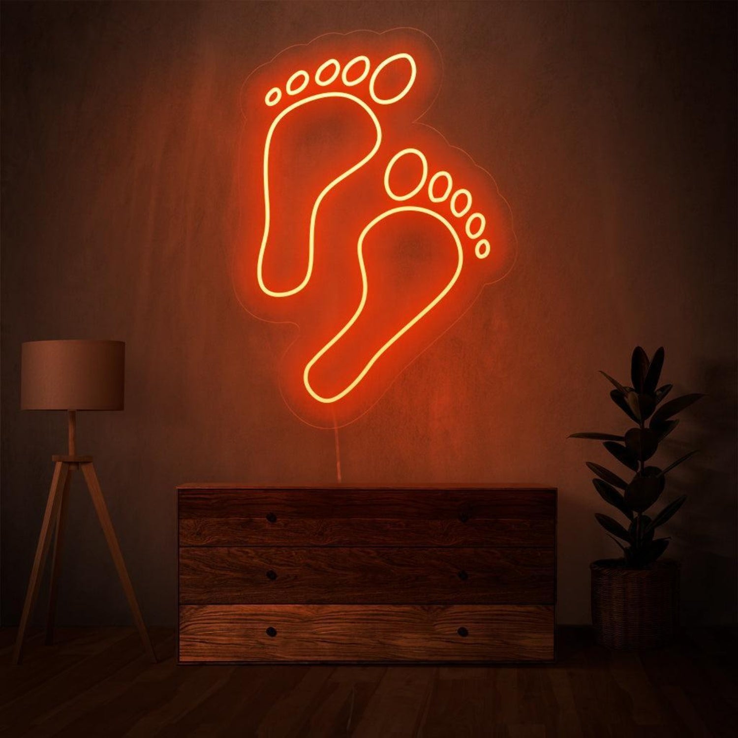 Orange-Red Baby Footprints Led Neon Sign For Nursery Wall Decor | Shineneon