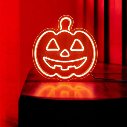 Orange-Red Jack-O-Lantern Led Neon Sign For Indoor Halloween Party Decor | Shineneon
