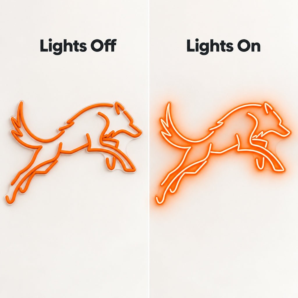 Orange Running Wolf LED Neon Sign - Shineneon