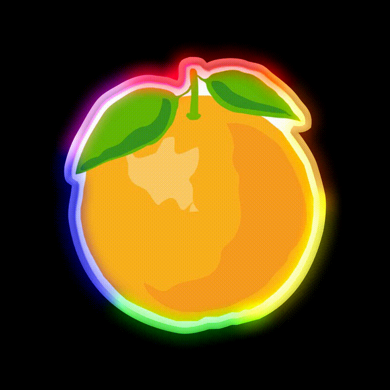Orange Snack Food Led Neon Sign Rgb Color - LED neon sign close-up detail