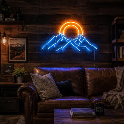 Orange Sunset Mountain Neon Sign LED Neon Sign real lifestyle scene