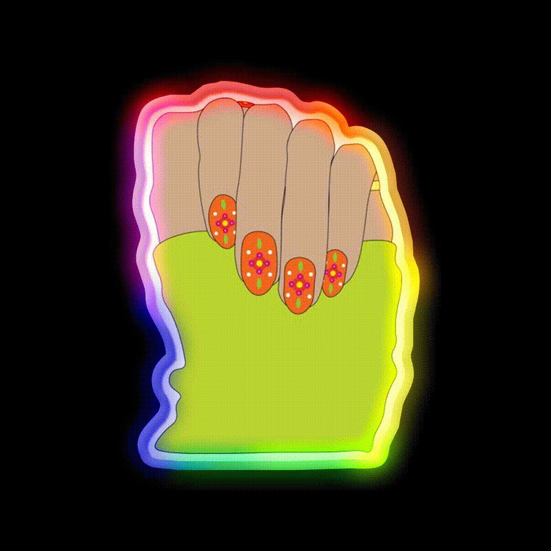 Orange Y2K Flower Nail Salon Led Neon Sign Rgb Color - LED neon sign close-up detail