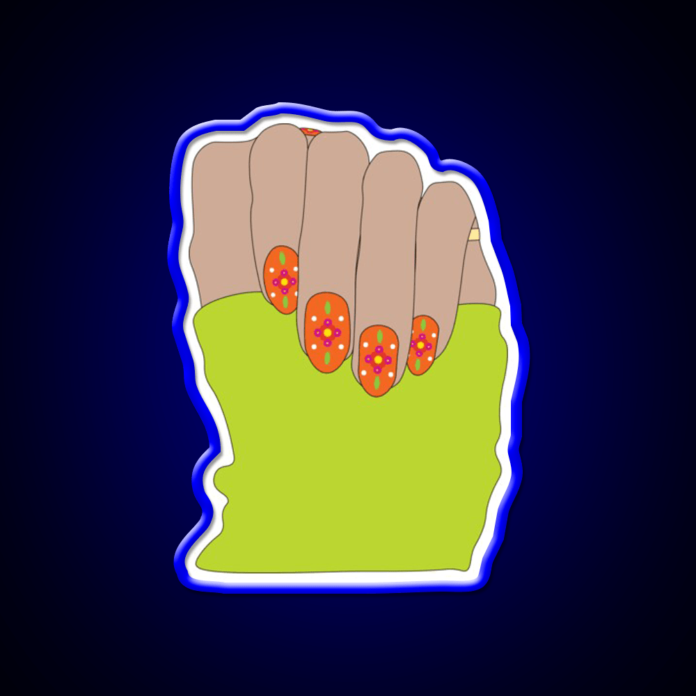 Orange Y2K Flower Nail Salon Led Neon Sign Rgb Color - Shineneon