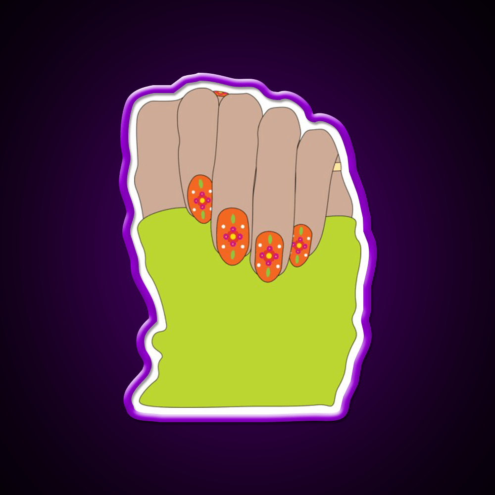 Orange Y2K Flower Nail Salon Led Neon Sign Rgb Color - Shineneon