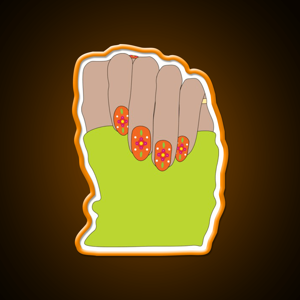 Orange Y2K Flower Nail Salon Led Neon Sign Rgb Color - Shineneon
