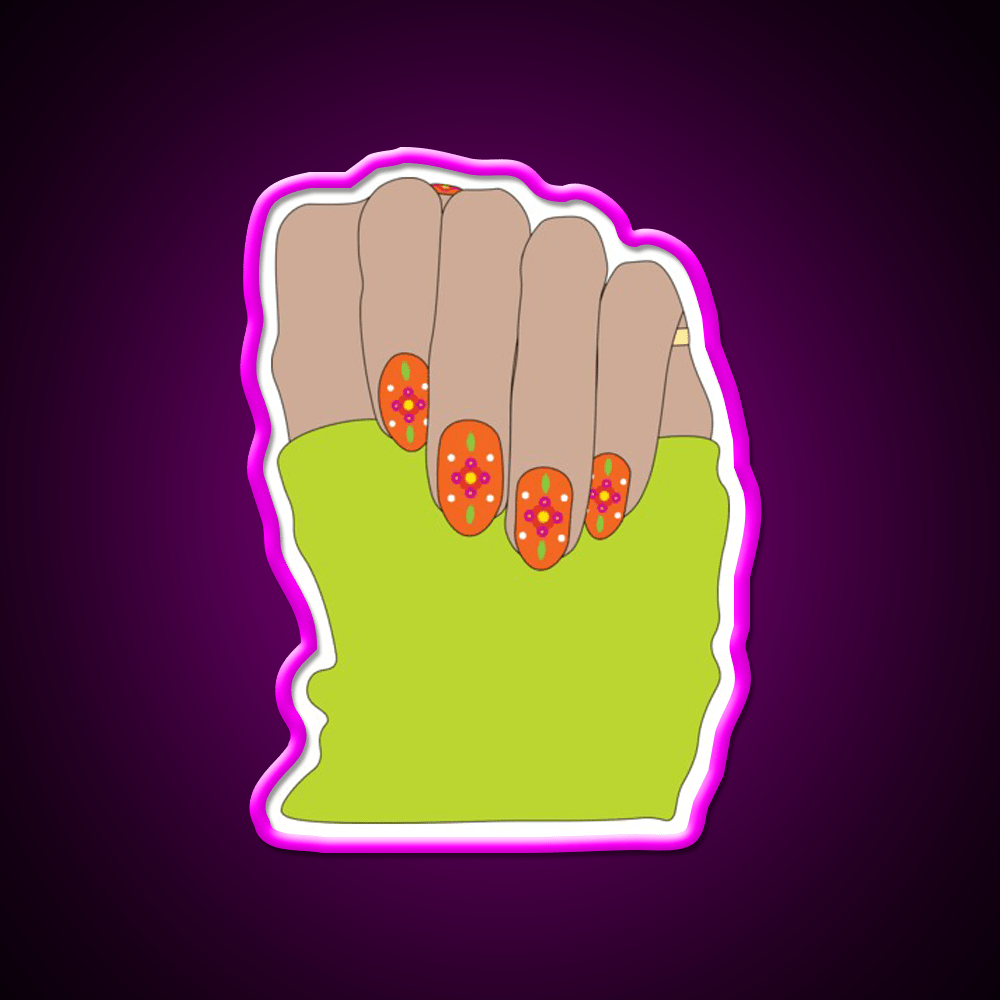 Orange Y2K Flower Nail Salon Led Neon Sign Rgb Color - Shineneon