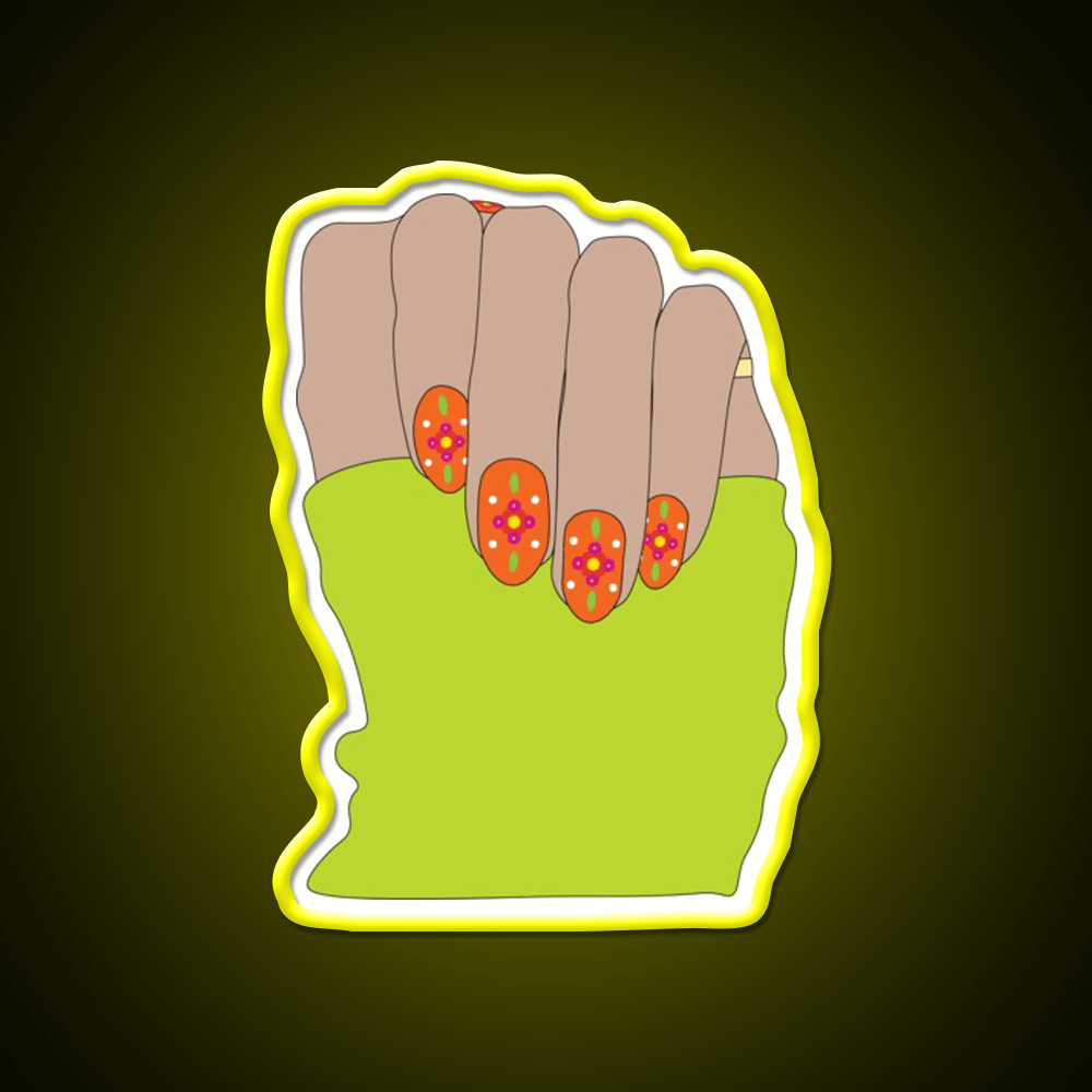 Orange Y2K Flower Nail Salon Led Neon Sign Rgb Color - Shineneon