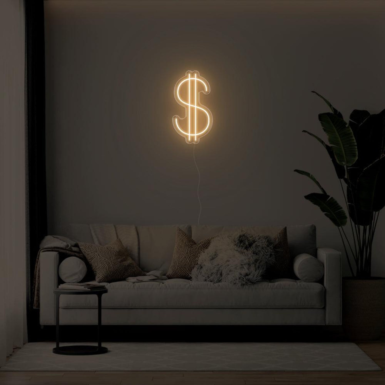 Orange-Yellow Dollar Sign Led Neon Sign For Living Room Wall Decor | Shineneon