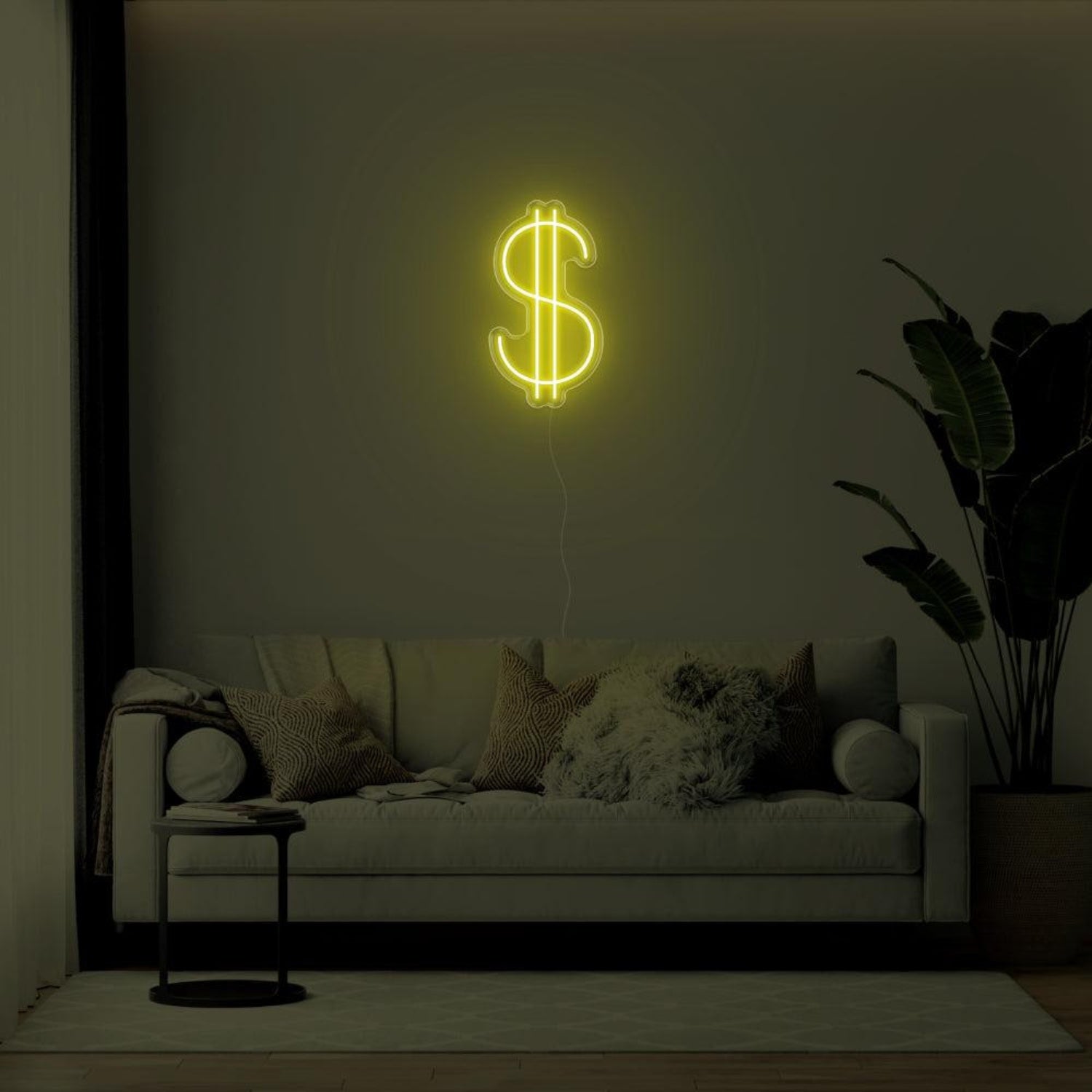 Orange-Yellow Dollar Sign Led Neon Sign For Living Room Wall Decor | Shineneon