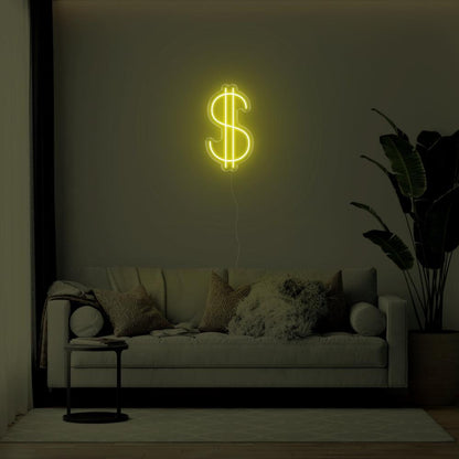Orange-Yellow Dollar Sign Led Neon Sign For Living Room Wall Decor | Shineneon