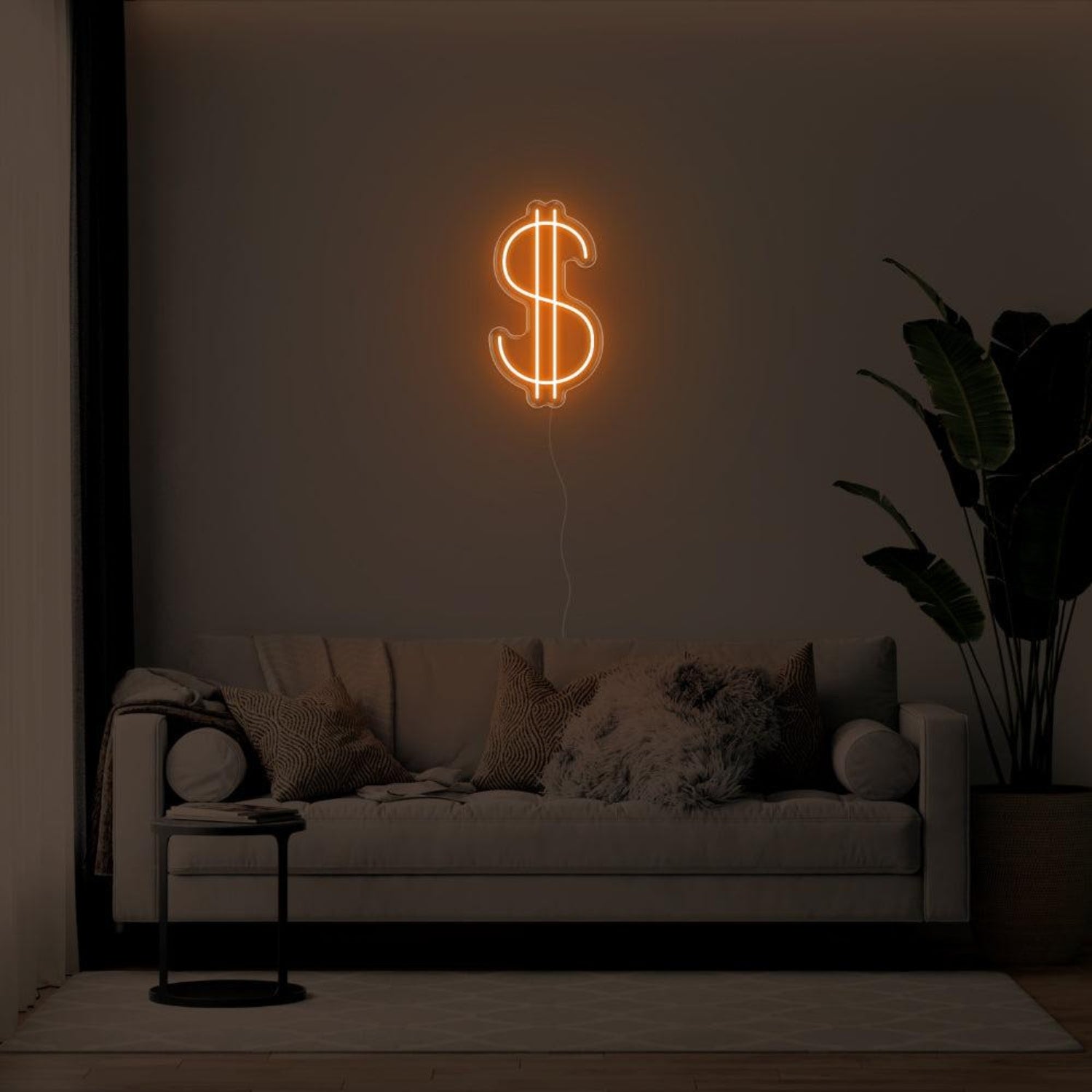 Orange-Yellow Dollar Sign Led Neon Sign For Living Room Wall Decor | Shineneon
