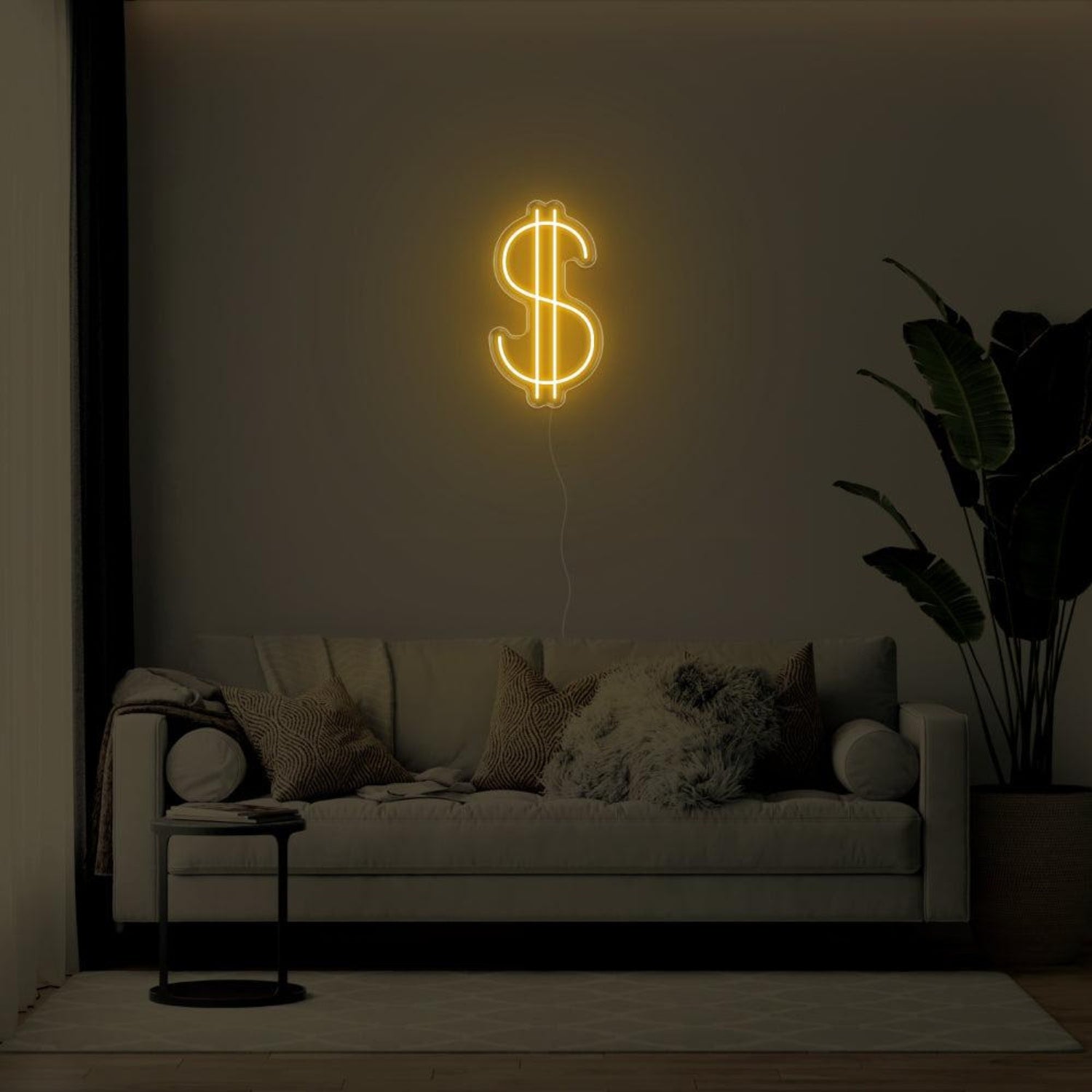 Orange-Yellow Dollar Sign Led Neon Sign For Living Room Wall Decor | Shineneon
