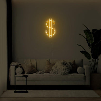 Orange-Yellow Dollar Sign Led Neon Sign For Living Room Wall Decor | Shineneon