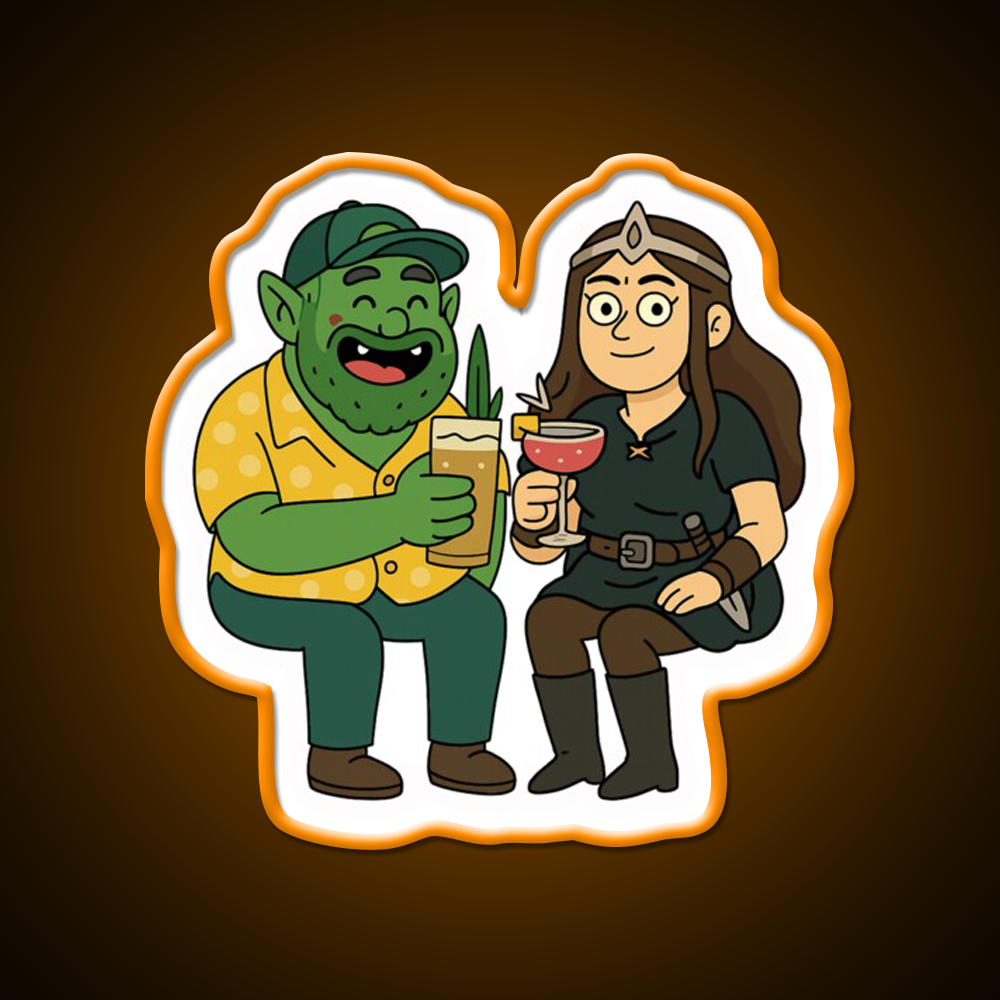 Orc And Princess Having A Cocktail Bar Decor Led Neon Sign Rgb Color - LED neon sign view 6