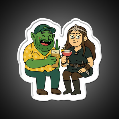Orc And Princess Having A Cocktail Bar Decor Led Neon Sign Rgb Color - LED neon sign view 11
