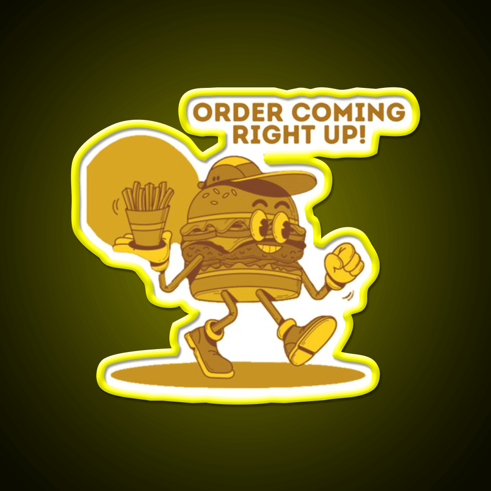 Order Coming Right Up Retro Fast Food Led Neon Sign For Burger Place Rgb Color - Shineneon