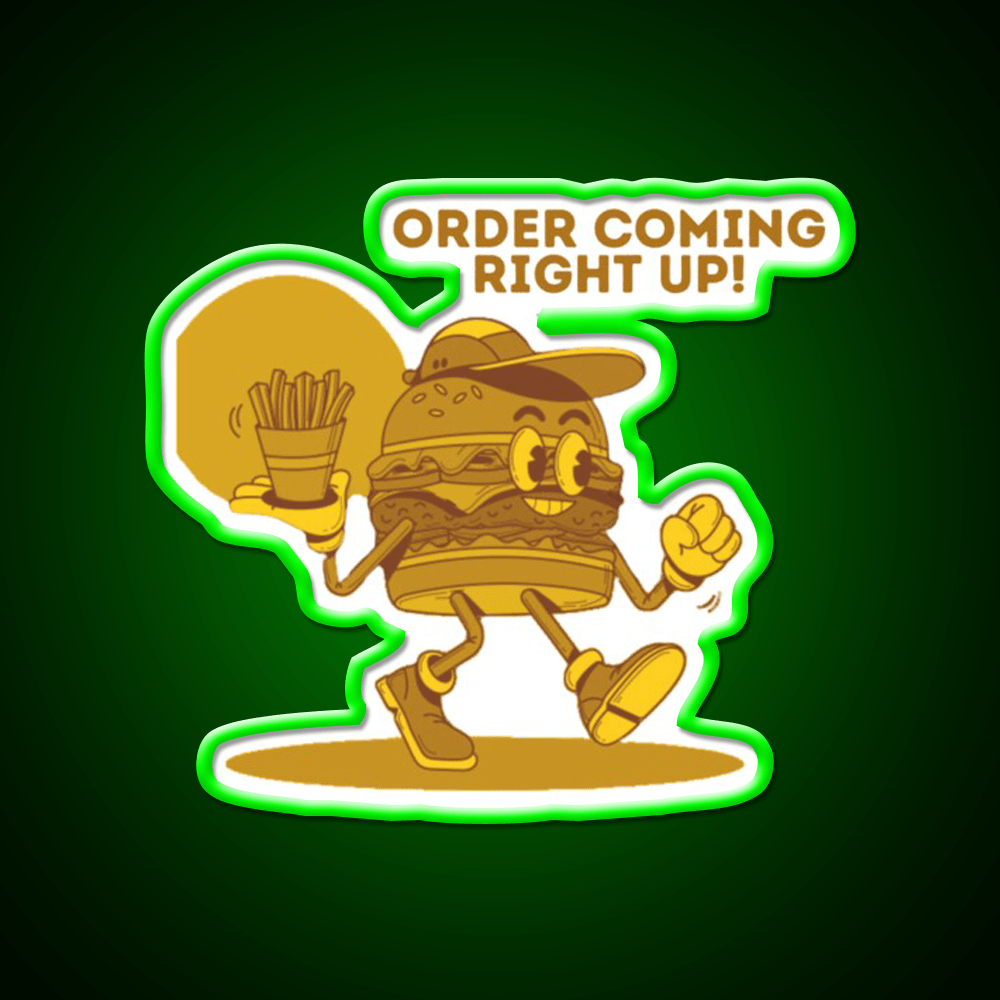 Order Coming Right Up Retro Fast Food Led Neon Sign For Burger Place Rgb Color - Shineneon