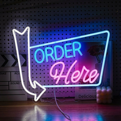 Order Here Business LED Neon Sign Wall Decor - 02 High-Converting Product Image