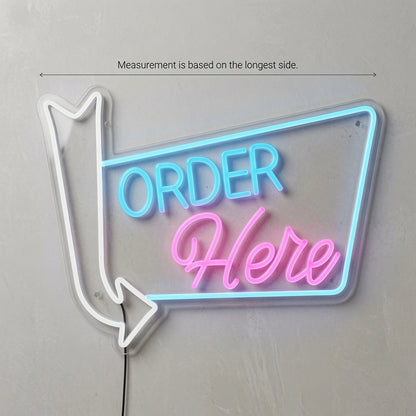 Order Here Business LED Neon Sign Wall Decor - 04 Size Image