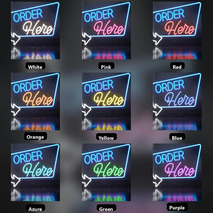Order Here Business LED Neon Sign Wall Decor - 05 Color Grid