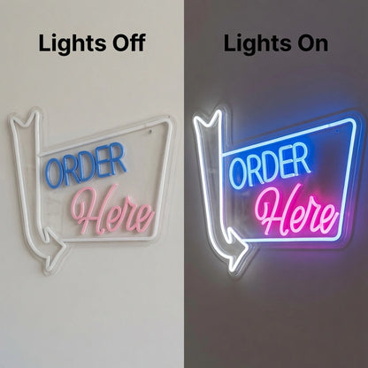 Order Here Business LED Neon Sign Wall Decor - 06 Day Night Comparison