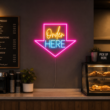 Order Here LED Neon Sign Home Decor - 03 Real Lifestyle Scene