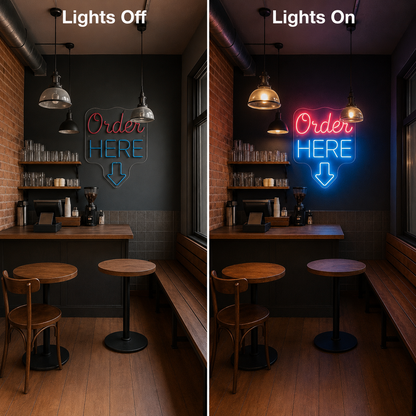 Order Here LED Neon Sign Home Wall Art - 06 Day Night Comparison