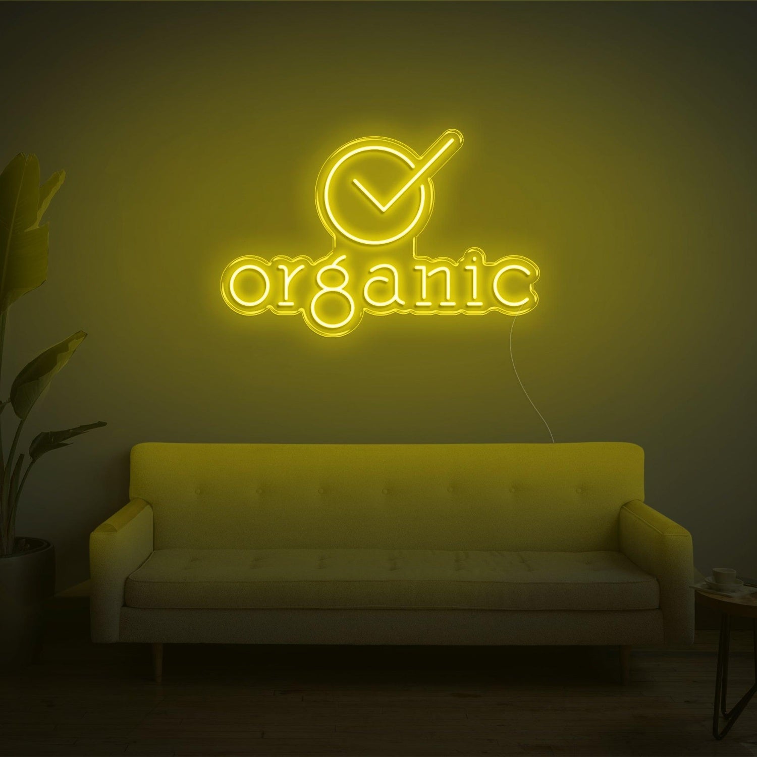 Organic Circle Checkmark Bright Green Led Neon Sign For Shop Home Decor | Shineneon