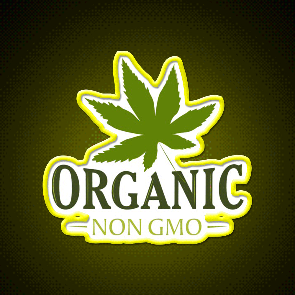 Organic Non Gmo Hemp Inspired Green Leaf Led Neon Sign Rgb Color - Custom LED neon sign front view