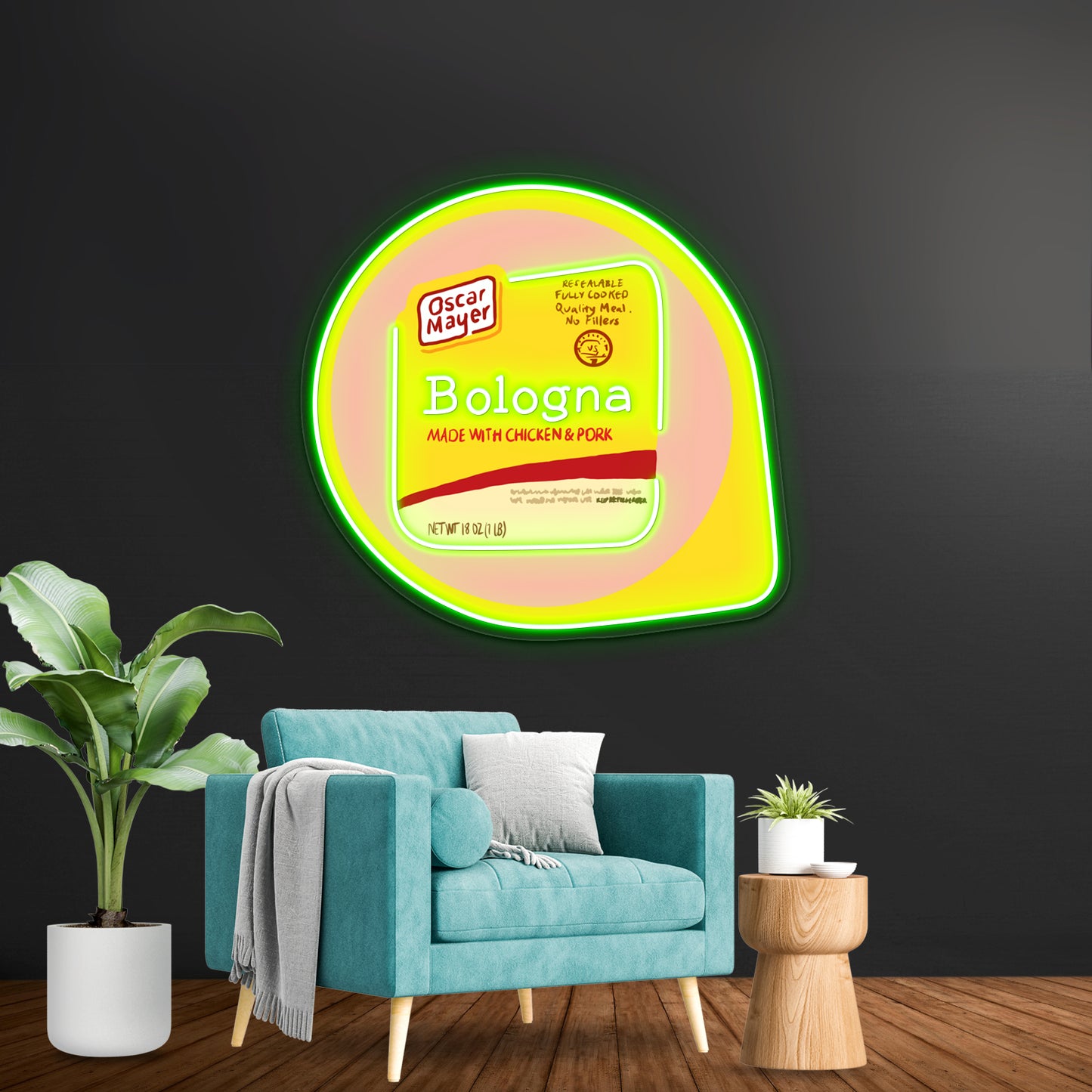 Oscar Mayer Bologna Illustration Artwork Neon Wall Sign