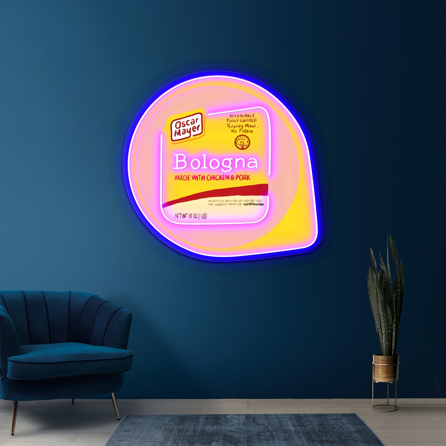 Oscar Mayer Bologna Illustration Artwork Neon Wall Sign