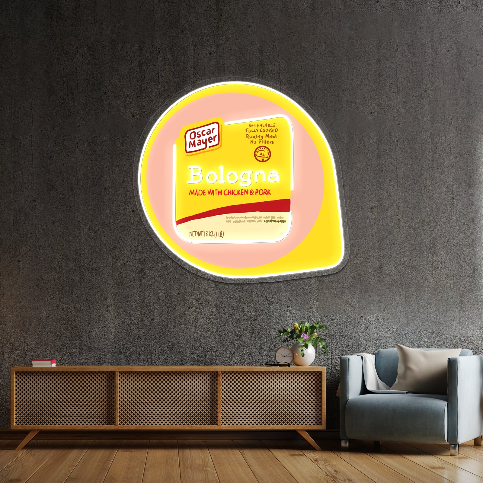 Oscar Mayer Bologna Illustration Artwork Neon Wall Sign | Shineneon