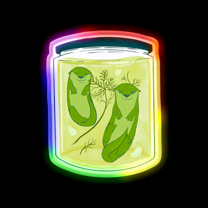 Otter Pickle Jar Snack Food Led Neon Sign Rgb Color - LED neon sign close-up detail