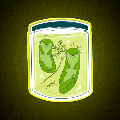 Otter Pickle Jar Snack Food Led Neon Sign Rgb Color - Custom LED neon sign front view
