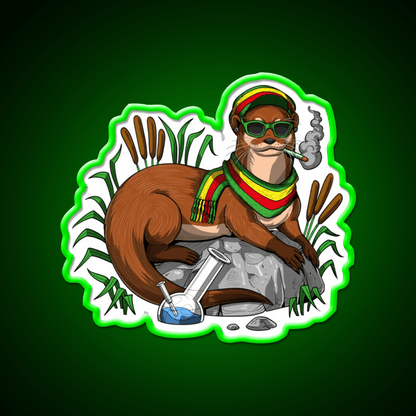 Otter Stoner Weed Hemp Inspired Green Leaf Led Neon Sign Rgb Color - Shineneon