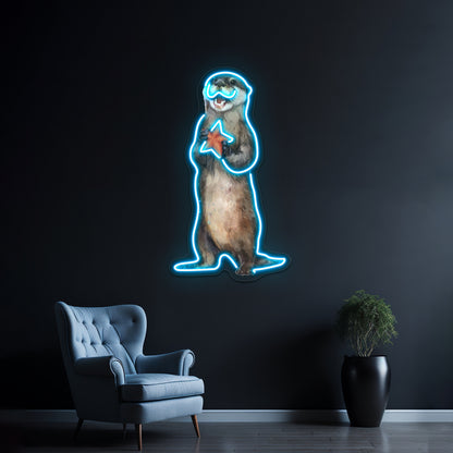 Otterly Delighted Otter Artwork Neon Wall Sign