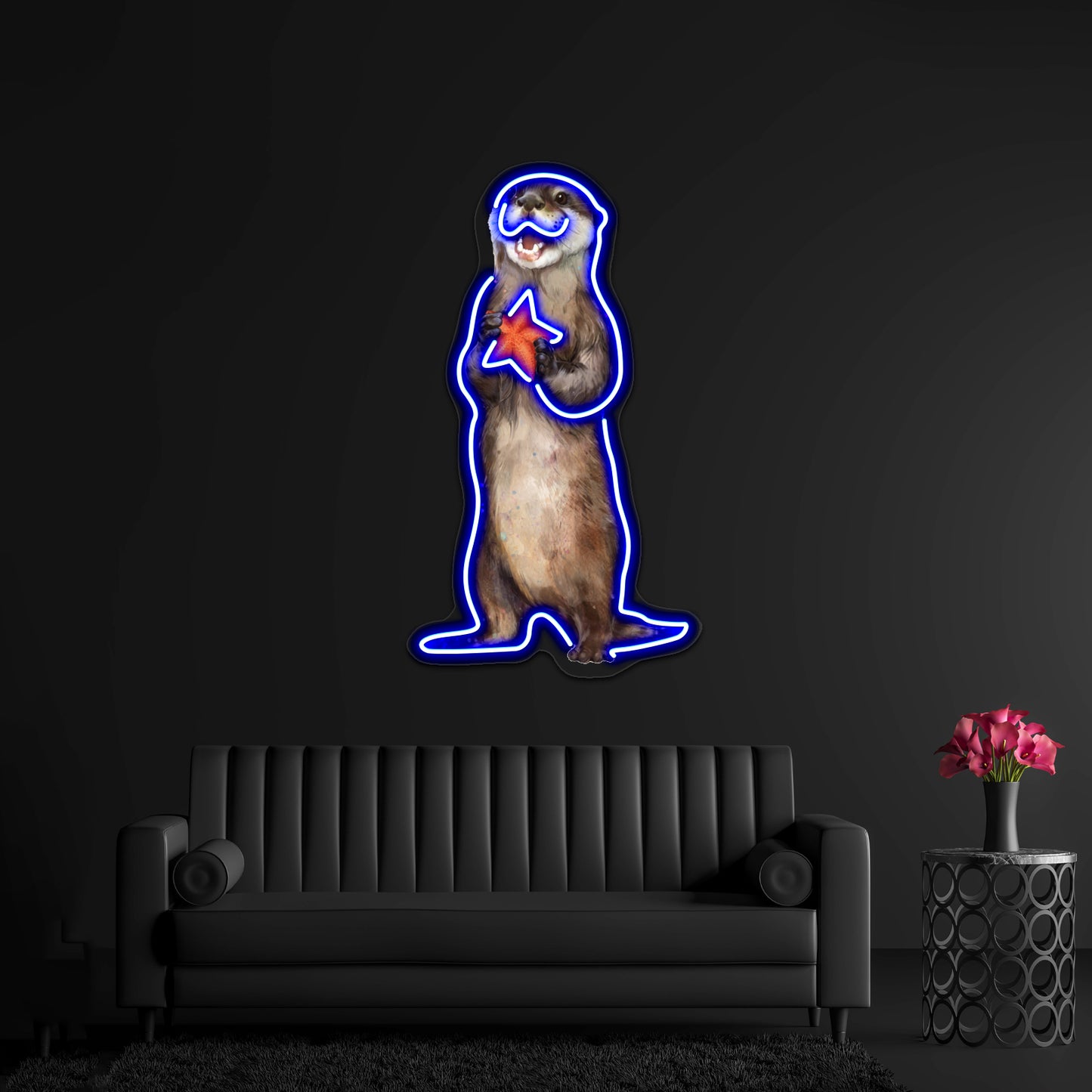 Otterly Delighted Otter Artwork Neon Wall Sign