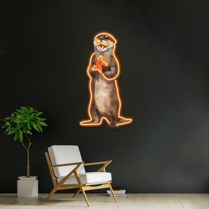 Otterly Delighted Otter Artwork Neon Wall Sign