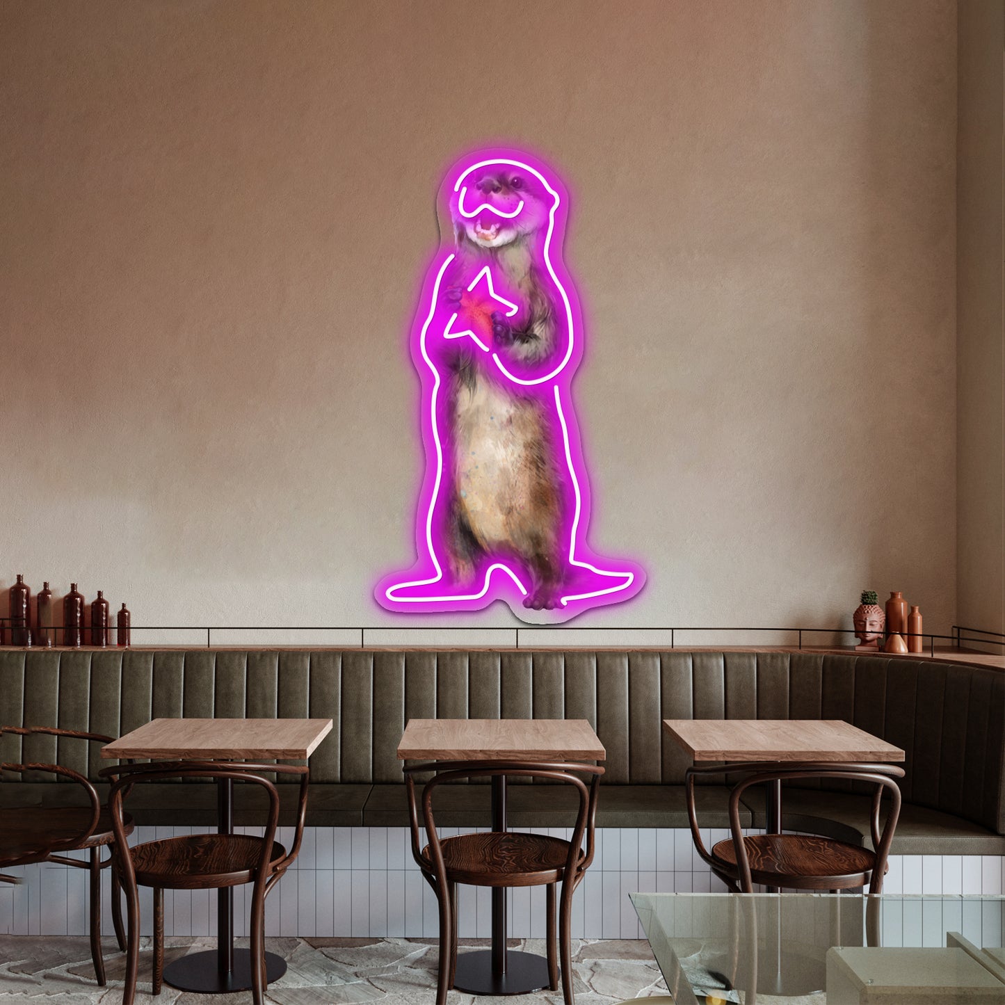 Otterly Delighted Otter Artwork Neon Wall Sign