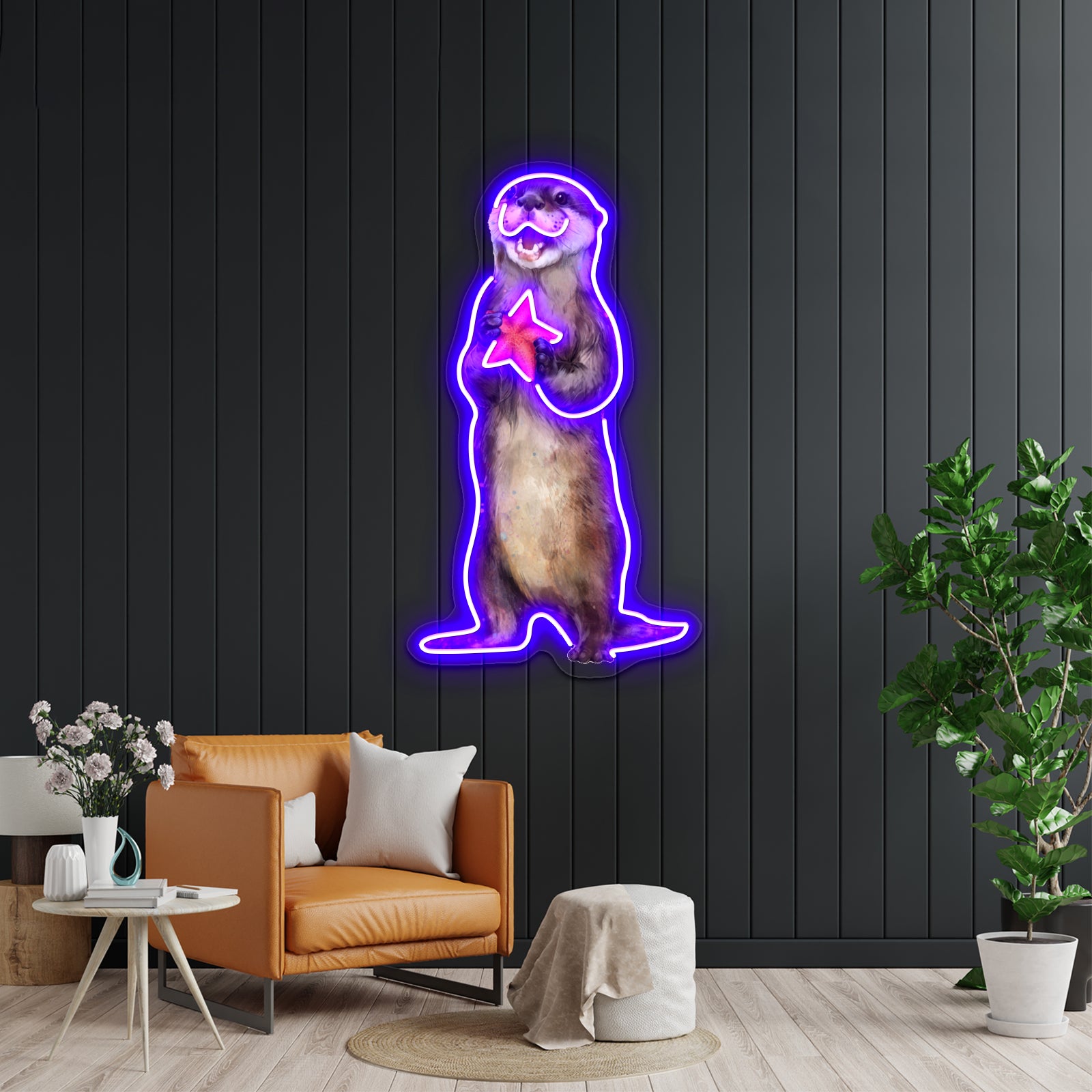 Otterly Delighted Otter Artwork Neon Wall Sign | Shineneon